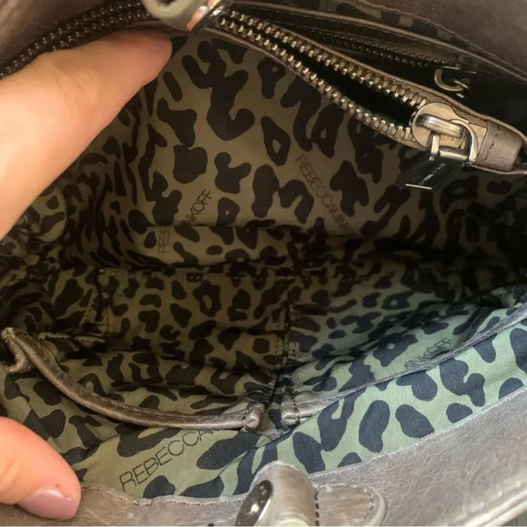 Rebecca Minkoff Grey/Taupe Leather Metal Chain Strap Tassel Detail Small Bag - Picture 9 of 11